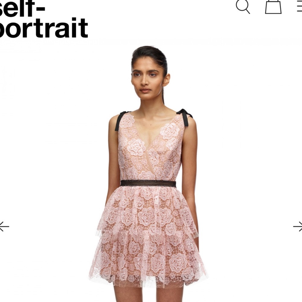 Self Portrait NWT Scarlet Mini Rose Lace Dress